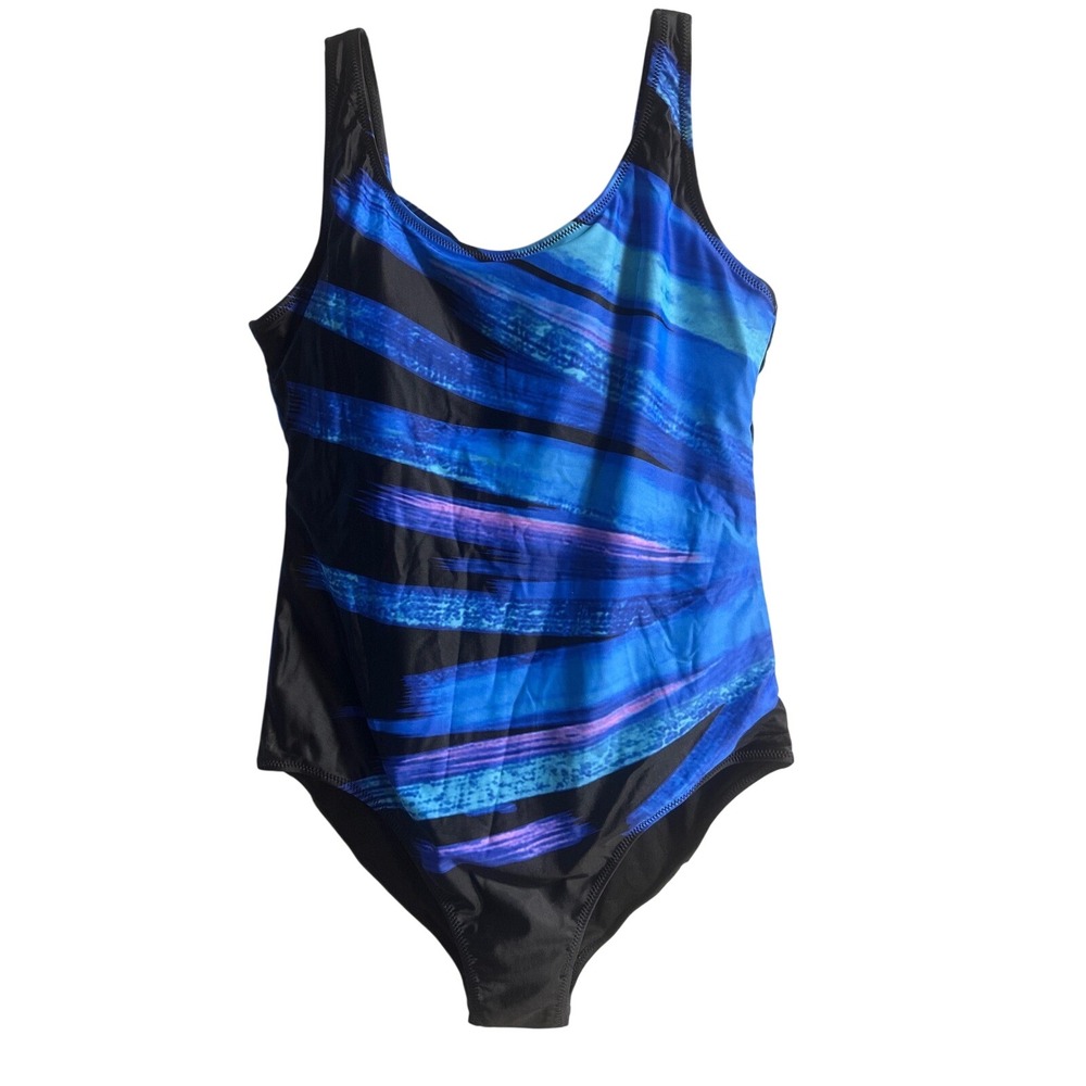 Dokotoo One Piece Swimsuit Womens Large Blue Abstract Strappy Back